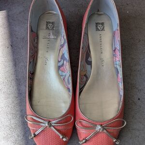 Anne Klein Coral Ballet Flats with Decorative Bow